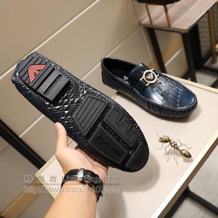 Armani男鞋 阿瑪尼新款 男士時尚休閒鞋 牛漆皮套腳男鞋  jpx1372